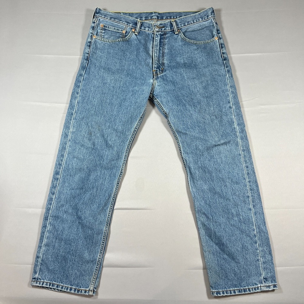 Levi's 505 Jeans Mens 36x30 Blue Denim Cotton Non Stretch Zip Fly Straight Leg